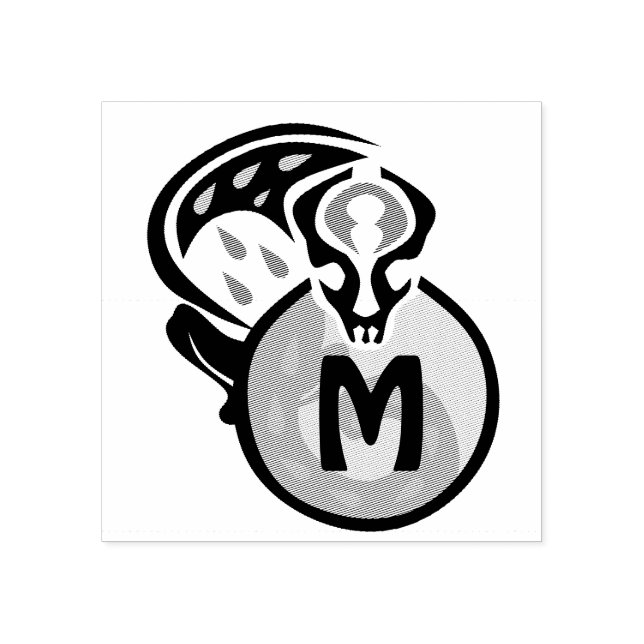 Tribal Malaysian Cat Gecko Monogram Gummistempel (Prägung)