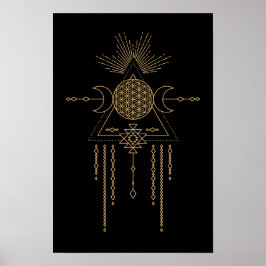 Tribal Mandala Line Art Geometrie Mondelemente Poster