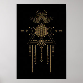 Tribal Mandala Line Art Geometrie Mondelemente Poster