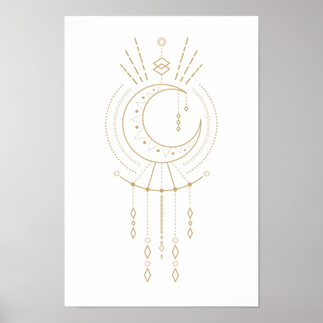Tribal Mandala Moderne Goldene Geometrie Mondeleme Poster (Vorne)