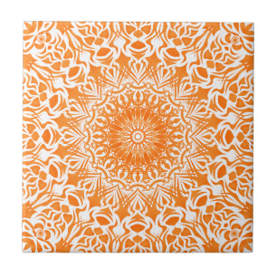 Tribal Mandala Orange Fliese