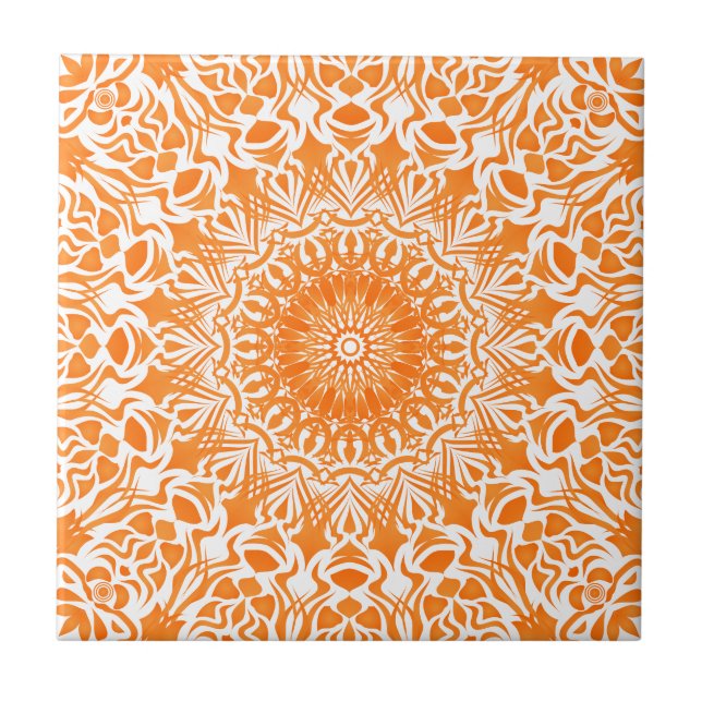 Tribal Mandala Orange Fliese (Vorderseite)