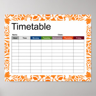 Tribal Mandala Orange Stundenplan Poster