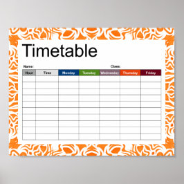 Tribal Mandala Orange Zeitplan Poster