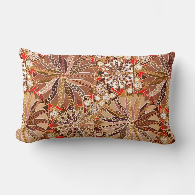 Tribal Mandala Print, Brown, Beige und Red Lendenkissen (Vorderseite)