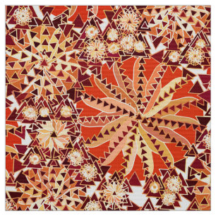 Tribal Mandala Print, Rost Orange und Braun Stoff