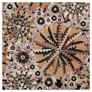 Tribal Mandala Print, Taupe Tan und Beige Stoff