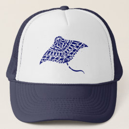 Tribal Manta Ray Cool Blue White Truckerkappe
