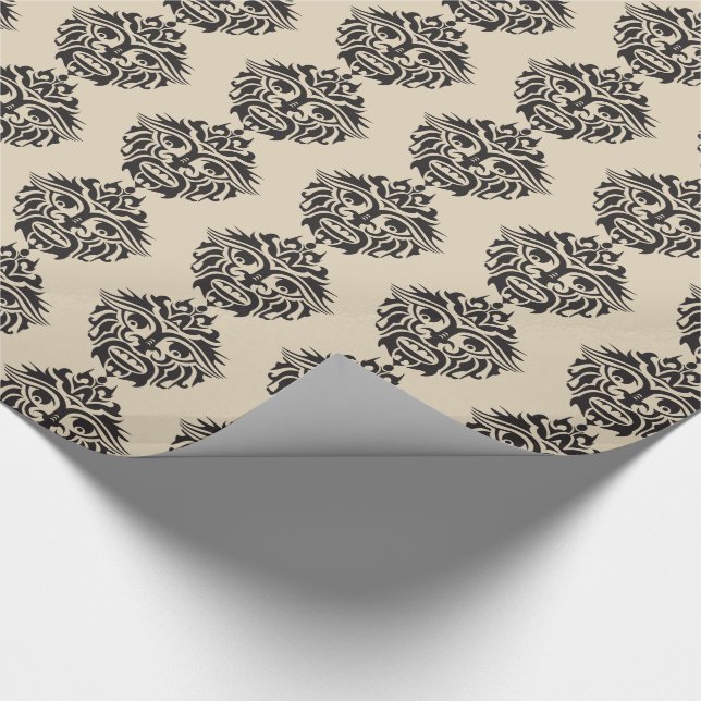 Tribal Mask - Beige glänzende Umschlagpapier, 30"  Geschenkpapier (Ecke)