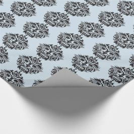 Tribal Mask - Light Blue Glossy Wrapping Paper, 30 Geschenkpapier