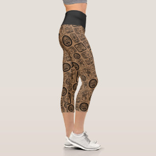 Tribal MAYA altertümliches Maskenmuster 1 Capri Leggings