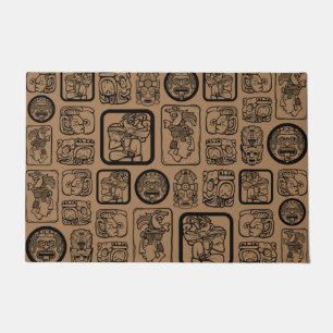Tribal MAYA altertümliches Maskenmuster 1 Fußmatte