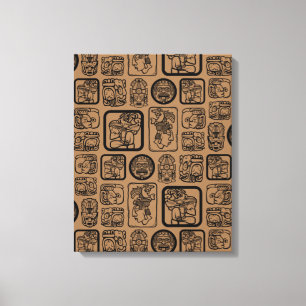Tribal MAYA altertümliches Maskenmuster 1 Leinwanddruck