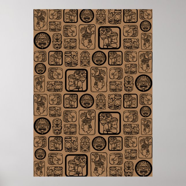 Tribal MAYA altertümliches Maskenmuster 1 Poster (Vorne)