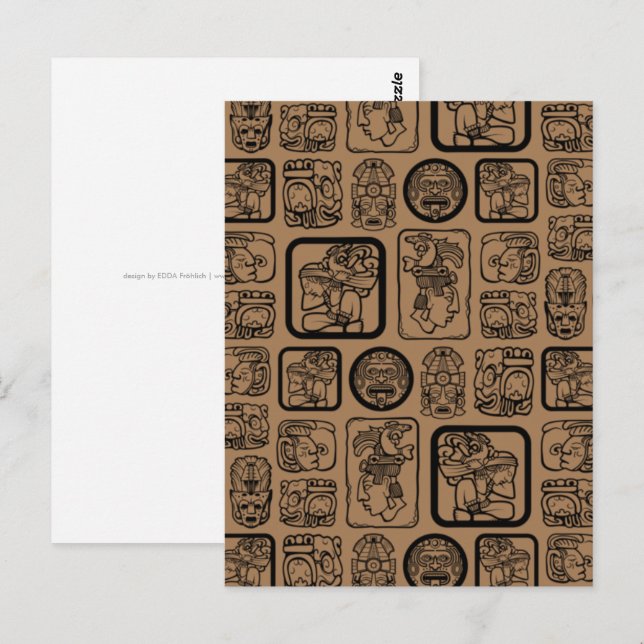 Tribal MAYA altertümliches Maskenmuster 1 Postkarte (Vorne/Hinten)