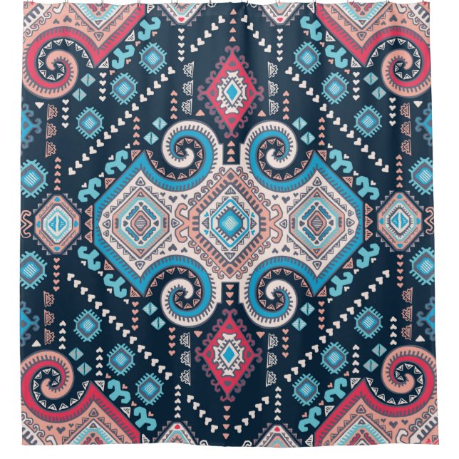 Tribal mexican Vintage ethnisch nahtlose Muster Duschvorhang (Vorderseite)