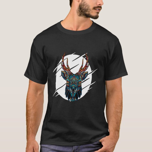 Tribal Moose Head T-Shirt (Vorderseite)