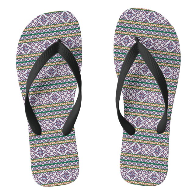 Tribal Multicfarbenes altes Symbol Folkloredesign Flip Flops (Fußbett)