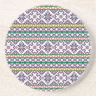 Tribal Multicfarbenes altes Symbol Folkloredesign Sandstein Untersetzer