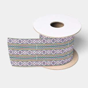 Tribal Multicfarbenes altes Symbol Folkloredesign Satinband
