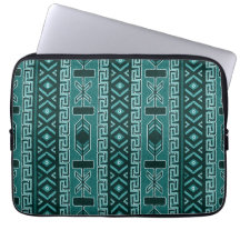 Tribal Muster Aquamarin und schwarz