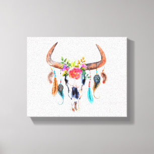 Tribal Muster und Bull Skull Leinwanddruck