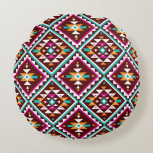 Tribal nahtlos buntes geometrisches Muster Rundes Kissen