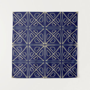 Tribal Nahtlose Blaue geometrische Muster. Striped Wandteppich