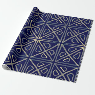 Tribal nahtloses blaues geometrisches Muster. Gest Geschenkpapier