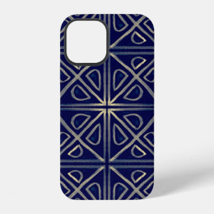 Tribal nahtloses blaues geometrisches Muster. Gest iPhone 12 Hülle