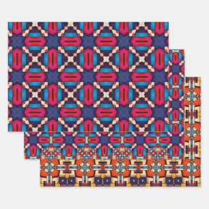 Tribal Native Art in Bold Colors Muster Set 13 Geschenkpapier Set