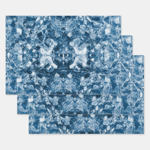 Tribal Native Art White Dark Classic Blue Design Geschenkpapier Set