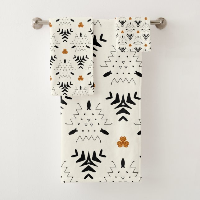Tribal neutrales geometrisches Muster  Badhandtuch Set (Insitu)
