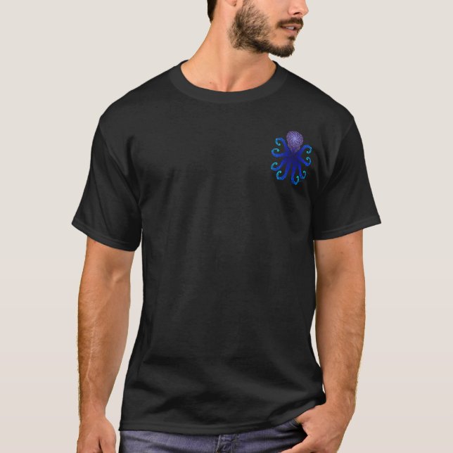 Tribal Octopus Twilight Blues Front/Back T-Shirt (Vorderseite)
