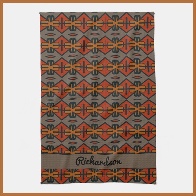 Tribal Orange und Gold Muster Geschirrtuch (Von Creator hochgeladen)