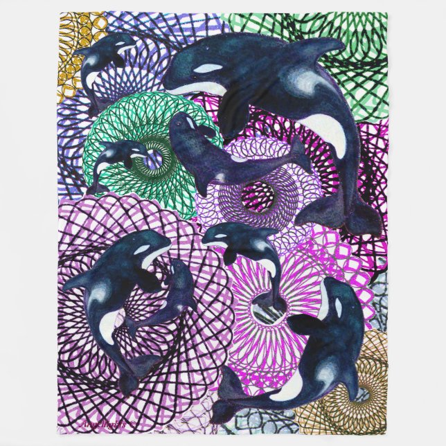 Tribal Orca Fleecedecke (Vorderseite)