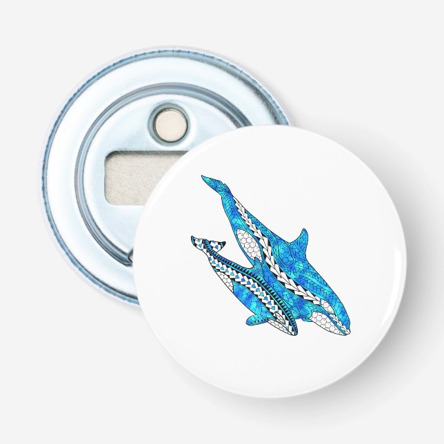 Tribal Orca Whales Flaschenöffner (Vorderseite)