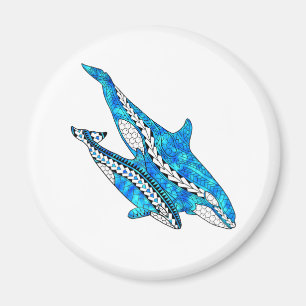 Tribal Orca Whales Magnet