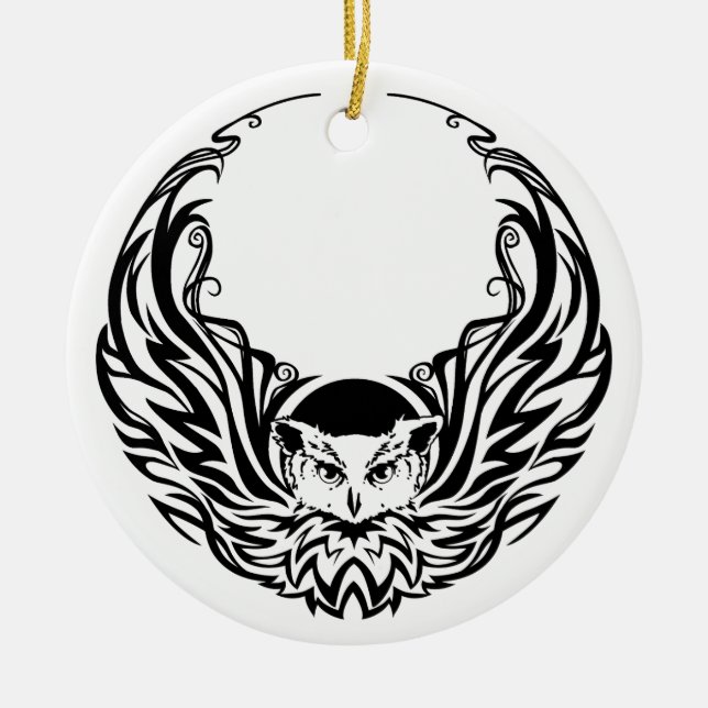 Tribal Owl Keramikornament (Vorne)