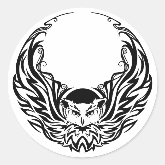 Tribal Owl Runder Aufkleber (Vorderseite)