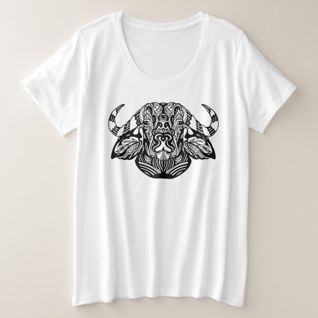 Tribal Ox Große Größe T-Shirt (Design vorne)