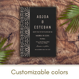 Tribal Pattern Black Bohemisch Wedding Einladung