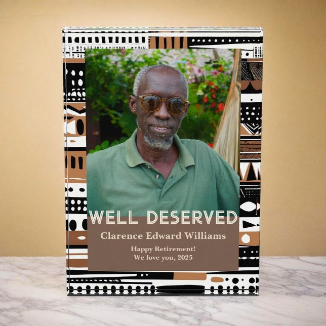 Tribal Patterns Retirement Gift for Black Dad Fotoblock (Tribal Patterns Retirement Gift for Black Dad Photo Block)