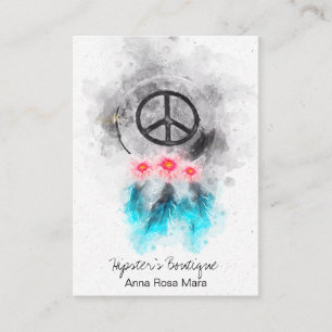 *~* Tribal Peace Sign Feathers Blume Boho Grunge Visitenkarte