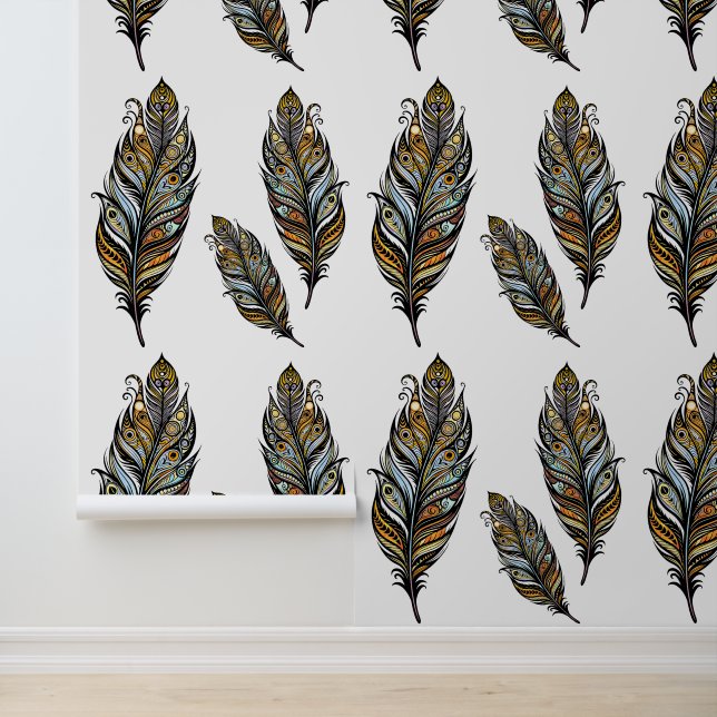 Tribal Peacock Inspiriert Feather Artistic Wall Ar Tapete (Anwendung)