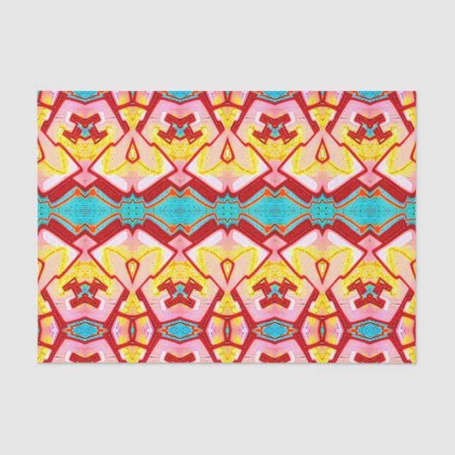 Tribal Pink Aquamarin Art Muster Decoupage Seidenpapier (Vorderseite)
