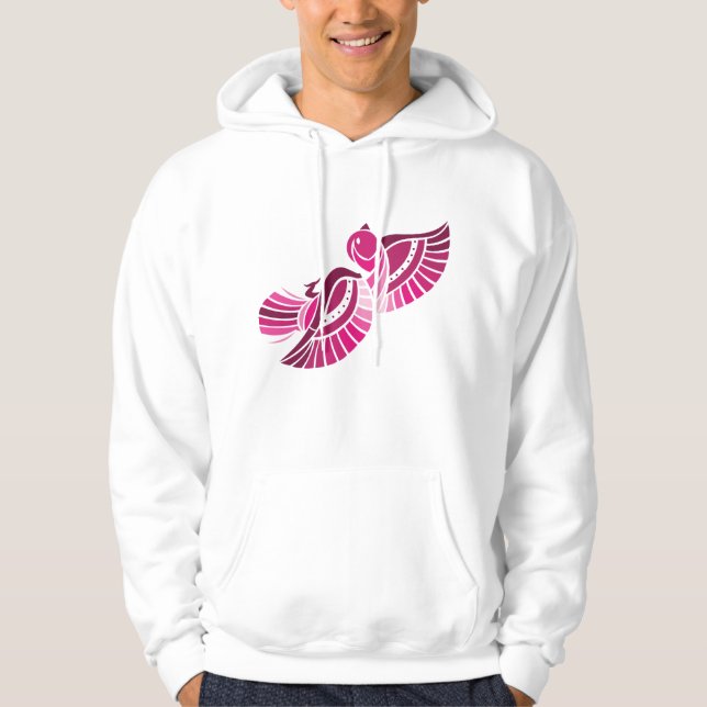 Tribal Pink Bird Stylized Magenta Phoenix Hoodie (Vorderseite)