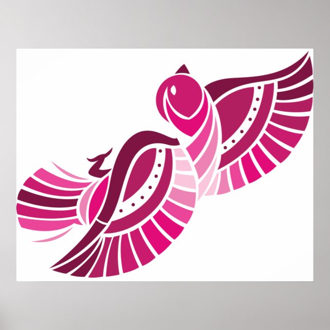 Tribal Pink Bird Stylized Magenta Phoenix Poster (Vorne)