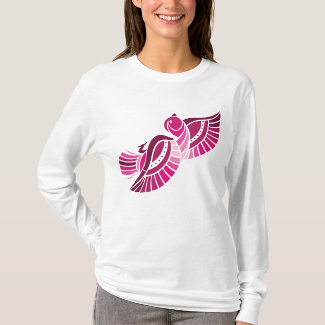 Tribal Pink Bird Stylized Magenta Phoenix T-Shirt (Vorderseite)