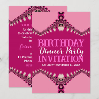 Tribal Pink Lace Birthday Dinner Party Einladungen